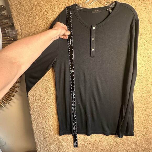 Theory Men's Snap Henley Black Modal Activate Jersey Sz XL Minimalist Casual EC - Picture 14 of 16